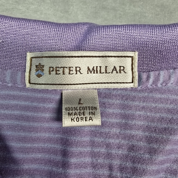 Peter Millar Purple Blue Polo Shirt Mens Large Embroidery Logo Country Club - Picture 2 of 7